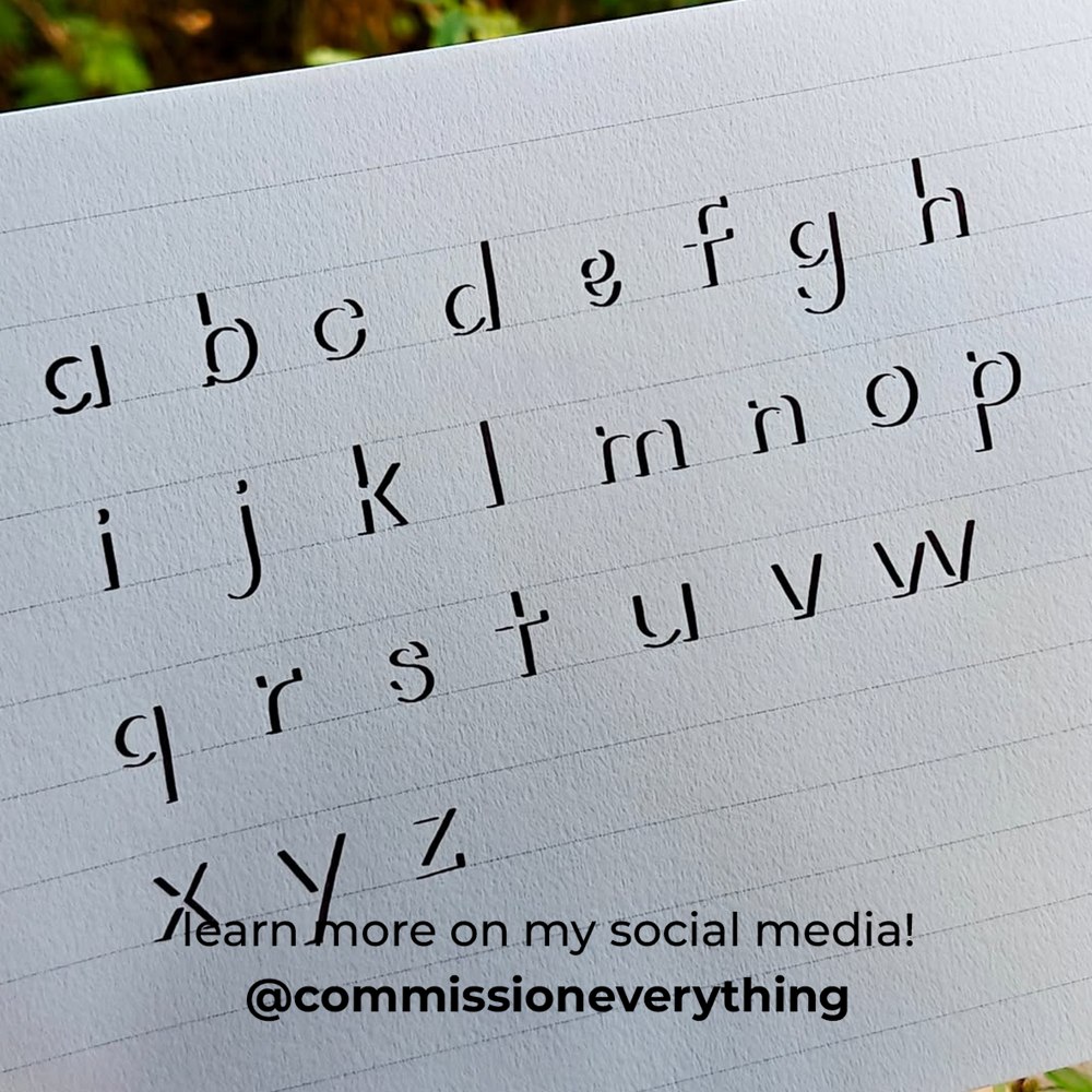 Ghost Font Chart — lowercase hand-drawn alphabet