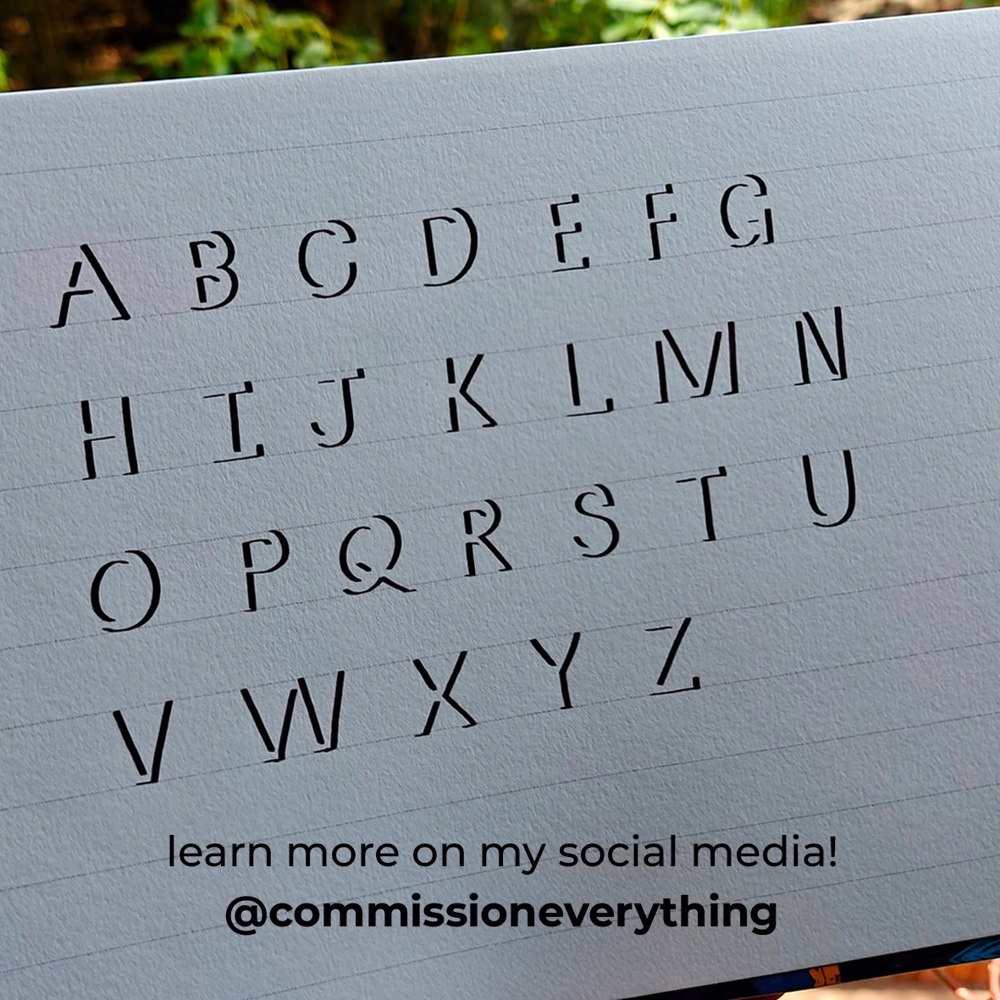 Ghost Font Chart — uppercase hand-drawn alphabet