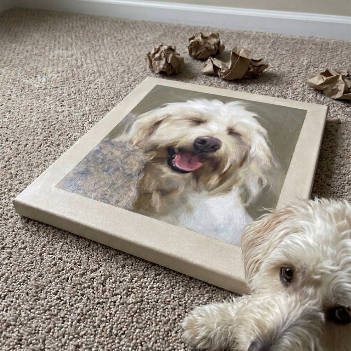 Customer's pet featured in their custom pet portrait, reviewed by Ruby A.